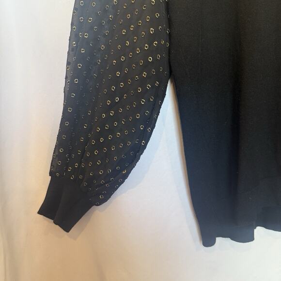 Adrianna Papell Womens Lightweight Sweater Size XL Sheer Gold Metallic Preppy - Picture 4 of 10